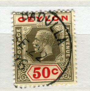 CEYLON; 1920s early GV issue fine used Shade of 50c. value