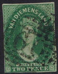 TASMANIA 1855 QV CHALON 2D IMPERF WMK STAR USED