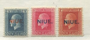 Niue KGV 1917 overprinted 2 1/2d, 6d and 1/ mint o.g. hinged