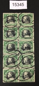 MOMEN: US STAMPS # 524 BLOCK OF 10 USED $580 LOT #15345