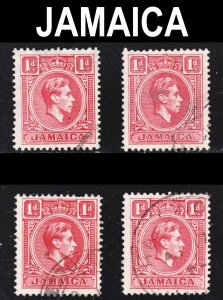 Jamaica Scott 117 FOUR DIFFERENT SHADES F to VF used. # C. FREE...