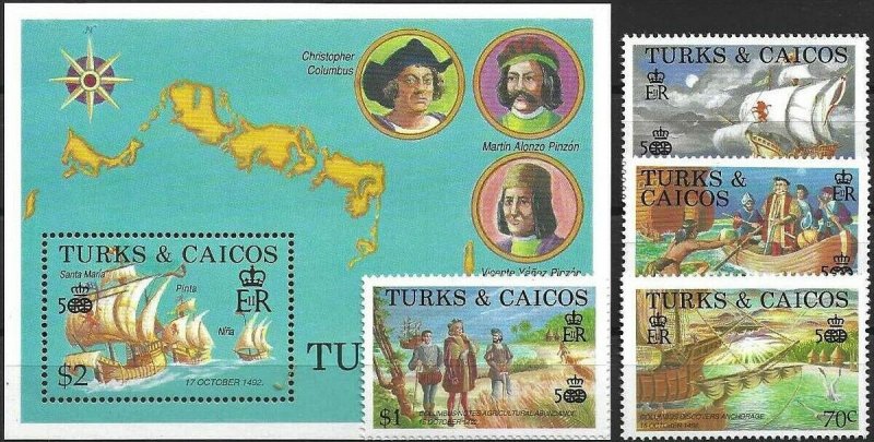 1988 Turcs+Caicos 500 Years America, Columbus, Santa Maria, Set+Sheet VF/MNH! 