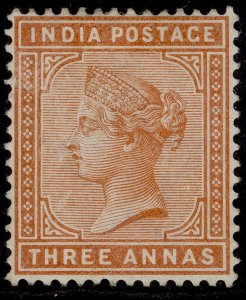 INDIA QV SG94, 3a brown-orange, M MINT. Cat £17.