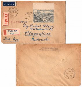 Czechoslovakia 10K View of Prague 1955 Praha 124 Registered Special Delivery ...