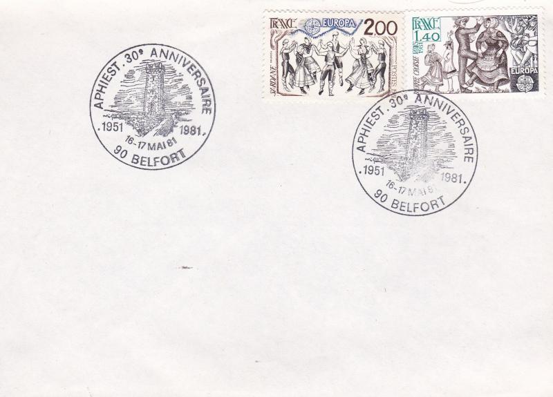 France 1981 Event Cover Clean Unaddressed  VF Scott 1737-38 Aphiest at Belfort