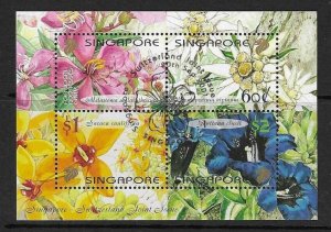 SINGAPORE SGMS1126 2001 SINGAPORE & SWITZERLAND JOINT ISSUE USED