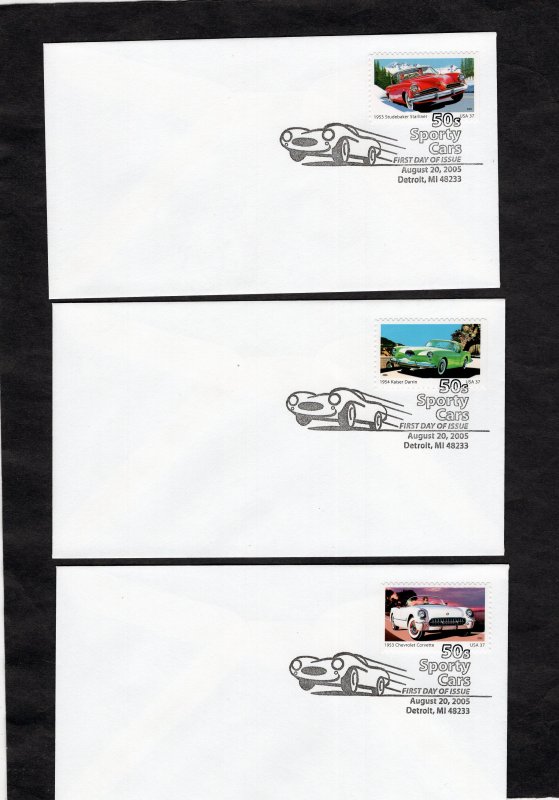 3931-3935 Sporty Cars, FDC set/5 no cachet