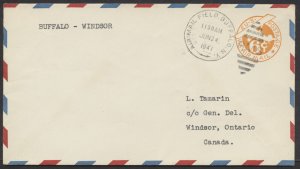 1941 June 24 American Airlines Buffalo NY AMF to Windsor ONT Cover #4113c