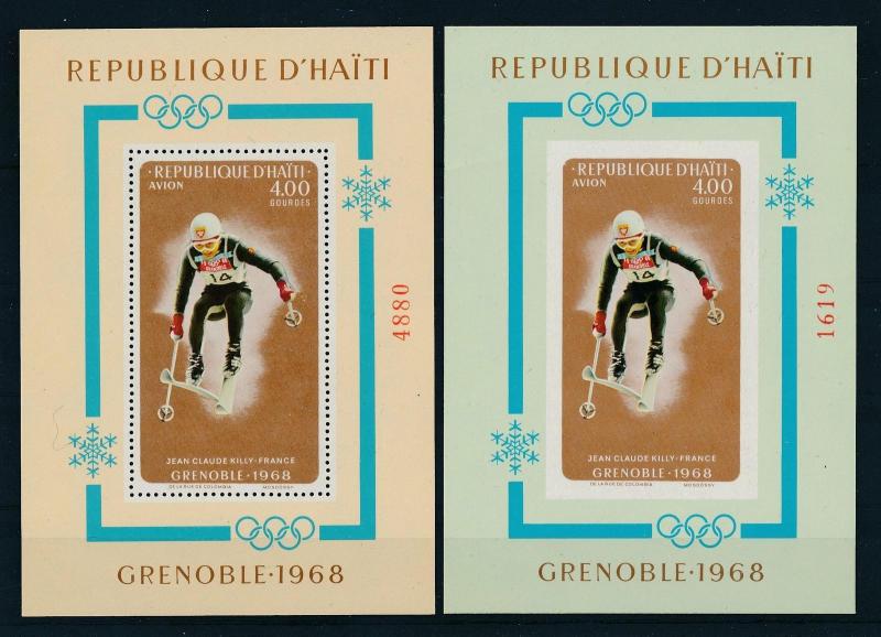 [19619] Haiti 1968 Olympic Games Grenoble pair of VF S/S perf imperf MNH