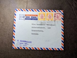 1950 Malaya Airmail Cover Ipoh Perak to Braunschweig Germany