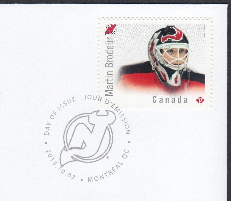 MARTIN BRODEUR = GREAT CANADIAN GOALIES, HOCKEY = Official FDC Canada 2015 #2872