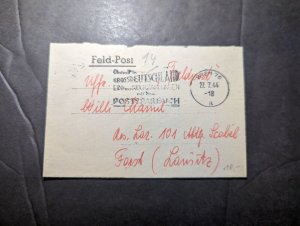 1944 Austria WWII Feldpost Folded Letter Cover Vienna 76 to Sasnitz