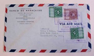 VENEZUELA REVENUES 5cent x2,20cents,CARACAS 1949 ON COVER