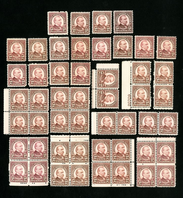 US Stamps # 693 F-VF+VF Lot of 50 OG NH Scott Value $400.00