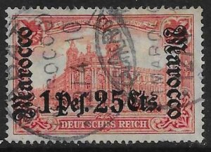 GERMAN P.O.'S IN MOROCCO SG48 1906 1p25 ON 1m CARMINE USED