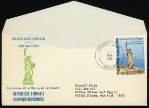 Comoro Islands 1985 Statue of Liberty Issue FDC First Day Cover Moroni