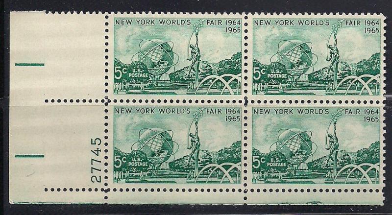 Plt Blk Sc# 1244 NY Worlds Fair 1965 MNH #27745 LL