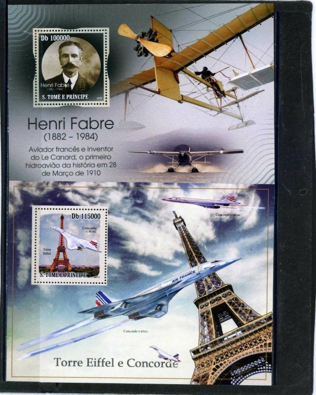 ST.THOMAS & PRINCE ISLANDS 2010 HISTORY OF AVIATION SET OF 2 S/S MNH 