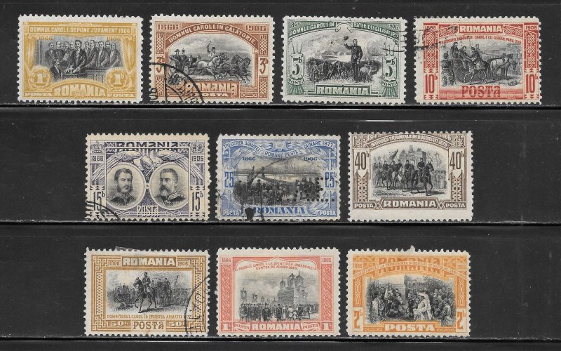Romania Scott 176-185 Unused/Used H - 1906 Carol I 40 Years Rule - SCV $15.95