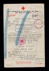 Channel Islands Occupied WWII Censor German Red Cross 1943 Swiss Red Cross z85