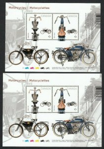 SIZE VARIETY = MOTORCYCLES = Regular & from UnCut Sheet Canada 2013 #2646, 2646i