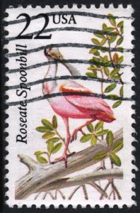 SC#2308 22¢ North American Wildlife: Roseate Spoonbill (1987) Used