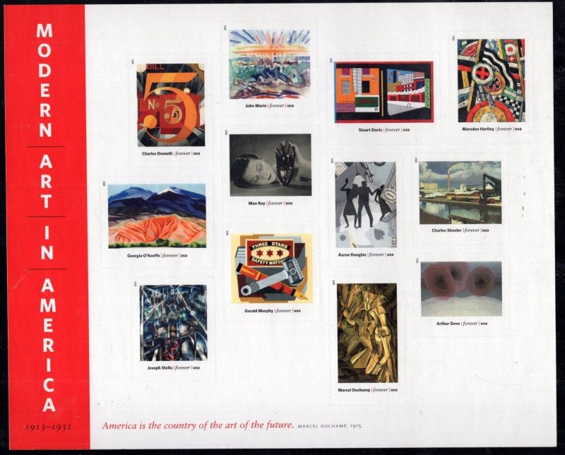 U.S. - 4748 -  Modern Art in America - Complete Sheet -  Never Hinged
