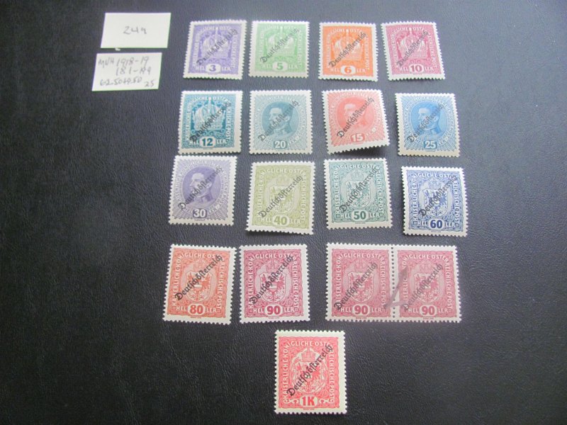 AUSTRIA 1918-19 MNH  SC 181-199 PARTIAL SET VF/XF $72 (249)