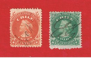 Chile #17 & 19  VF used  Columbus  Free S/H