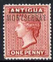 Montserrat 1876-83 QV opt on Antigua 1d Crown CC fresh mo...