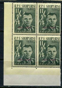 Albania 1962 Sc 606 noteMi 649a 11(L)Overprint purple MNH Block of 4 Gagarin6587