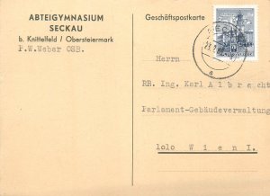 E0061 Austria business postcard Abteigymnasium Seckau - Vienna 1966