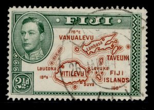 FIJI GVI SG256, 2½d brown & green, FINE USED.