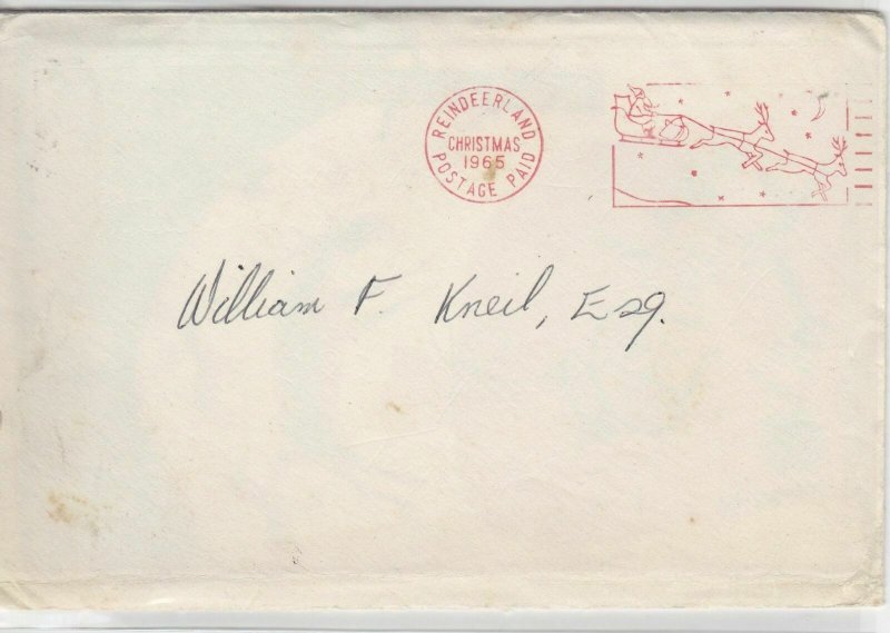 Reindeerland Christmas 1965 Machine Cancel Cover Ref: R8141