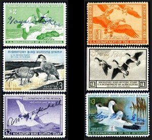 RW5, RW6, RW17, RW19, RW31 & RW37 U.S. Federal Duck Stamps – Used & Signed Lot