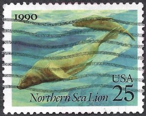 United States #2509 25¢ Northern Sea Lion (1990).  Used.