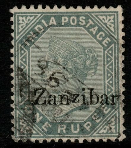 ZANZIBAR SG17D 1895 1r SLATE SMALL SECOND Z USED 