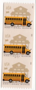 Scott #5741 School Bus Additional Ounce (24¢) Plate Strip of 3 Coil Stamps - MNH