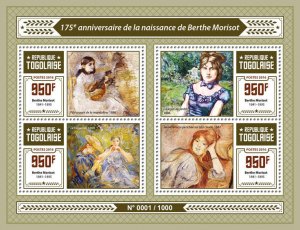 Togo 2016 MNH Berthe Morisot 175th Anniv 4v M/S Flageolet Art Paintings Stamps