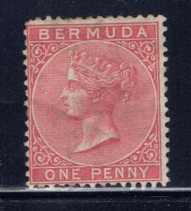 Bermuda 1 MH 1865 Victoria issue small thin on perfs