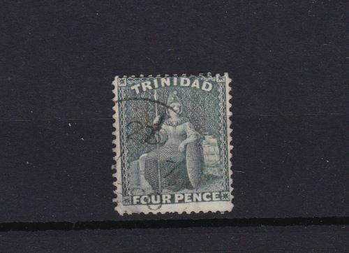 trinidad 1876 blueish grey  four pence  used stamp ref r13764