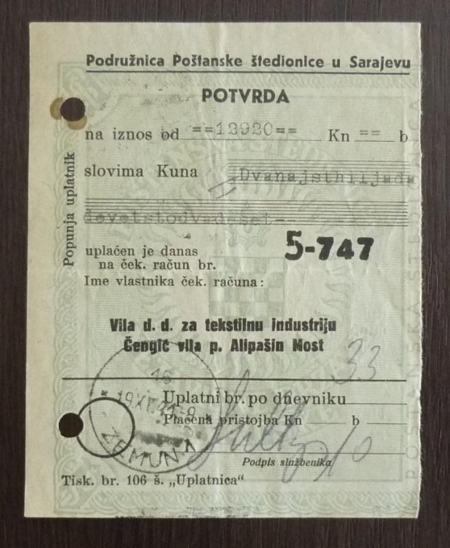 WWII CROATIA-NDH-ZEMUN-GOOD DOCUMENT R! kroatien germany yugoslavia phone J3