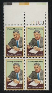 1981 - Whitney Moore Young Plate Block Of 4 15c Postage Stamps, Sc#1875, MNH,OG