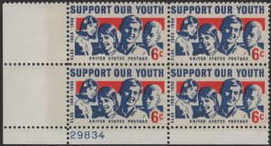 SC#1342 6¢ Support Our Youth Plate Block: LL #29834 (1968) MNH