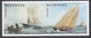 Canada - #3295i Bluenose Die Cut Pair (2021) From Quarterly Pack - MNH