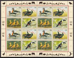 United Nations Geneva 2003 MNH Scott #410a Sheet of 16 Goose, Ibis, Duck, Toucan