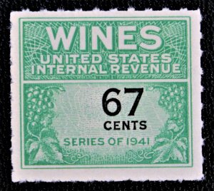 US RE192 MNH 67 Cent Internal Revenue Wines 1951-54 NGAI