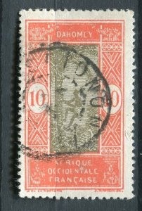 FRENCH COLONIES; DAHOMEY early 1900s Pictorial issue used 10c. fair Postmark