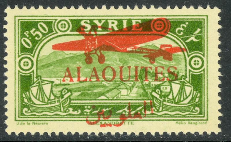 ALAOUITES 1929 50c Alexandretta Harbor View AIRMAIL Issue Sc C17 MNH