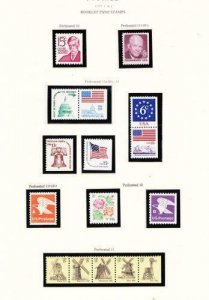 U S 1971-1981 Booklet Pane Issues Sixteen (16) Different Stamps   Mint NH